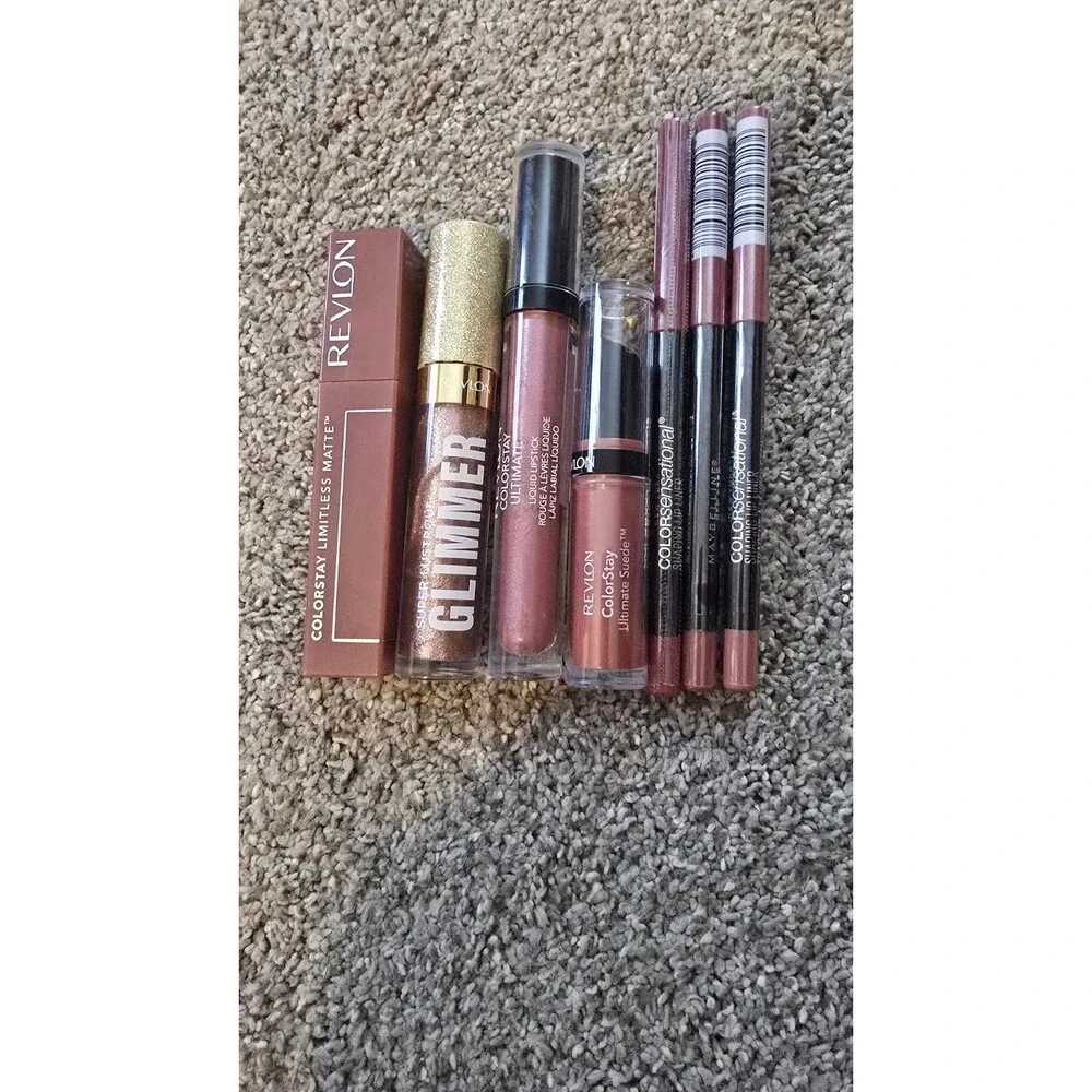 LOT OF 9:RevlonGlimmer Gloss Colorstay,3 Maybelline Color Sensational Liner*NEW*